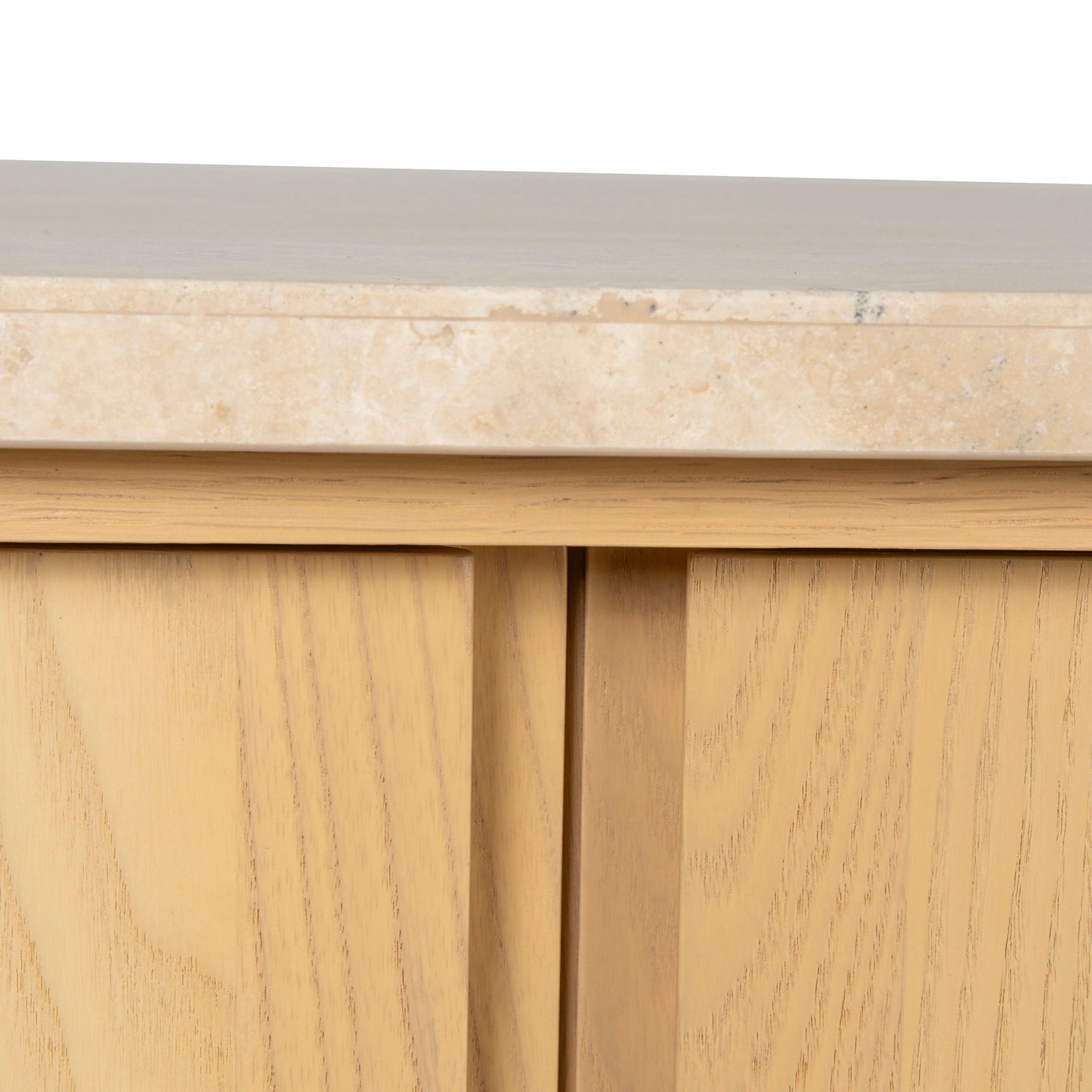 Linden 2.1m Travertine Top Sideboard Unit - Creme Ash