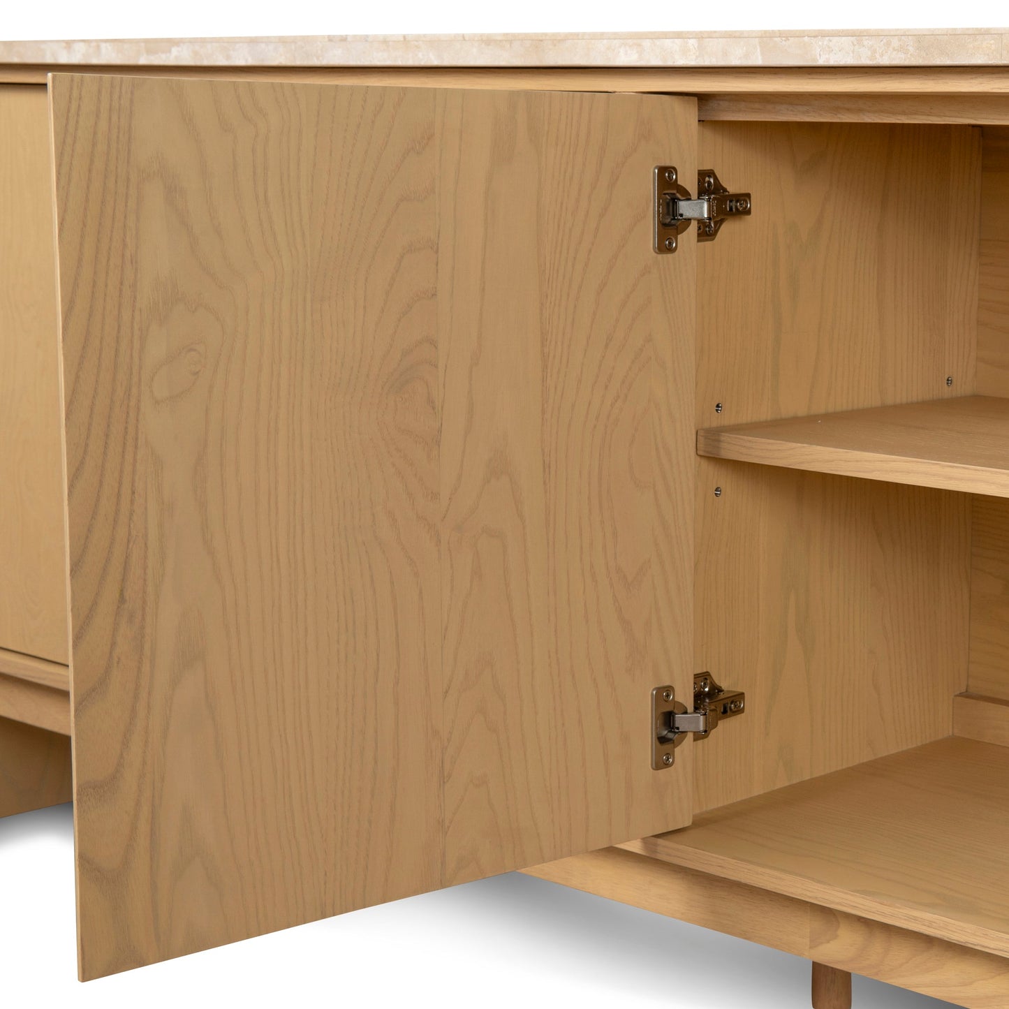 Linden 2.1m Travertine Top Sideboard Unit - Creme Ash