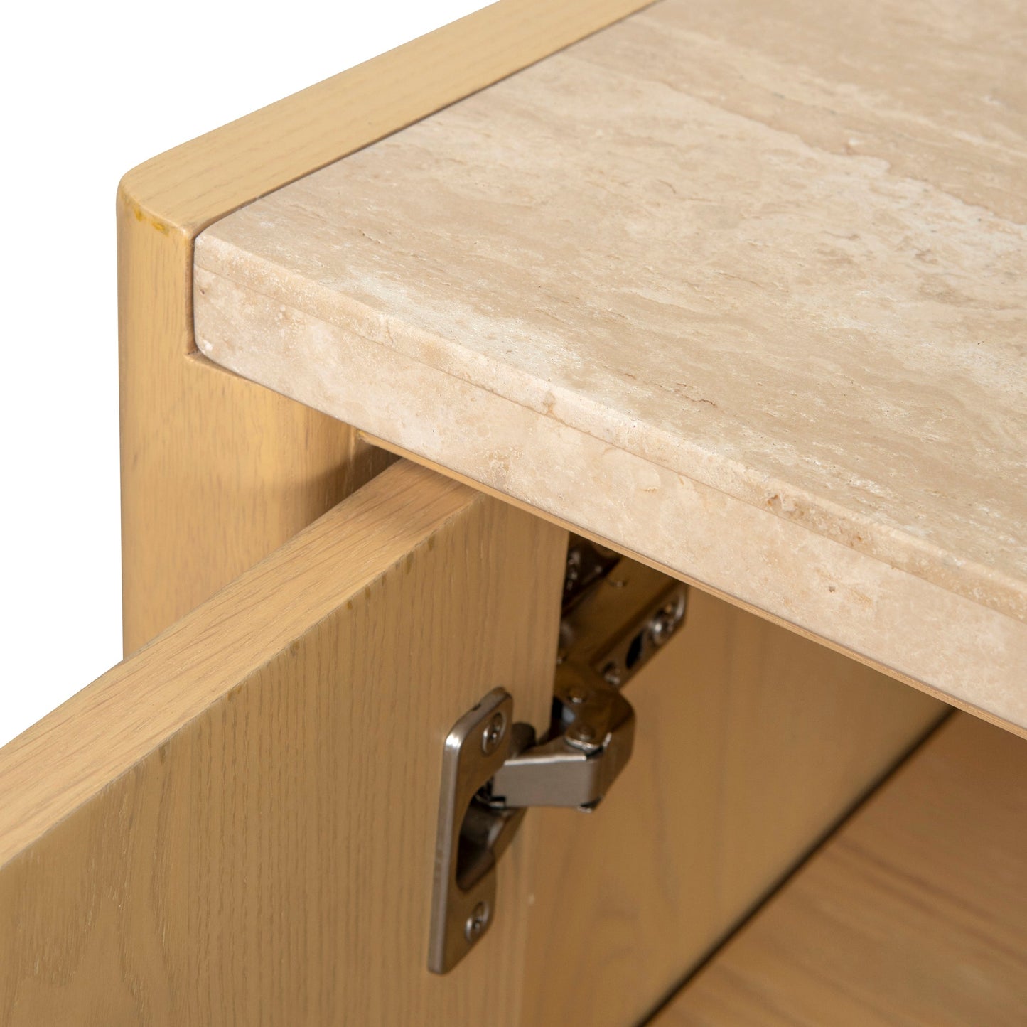 Linden 2.1m Travertine Top Sideboard Unit - Creme Ash