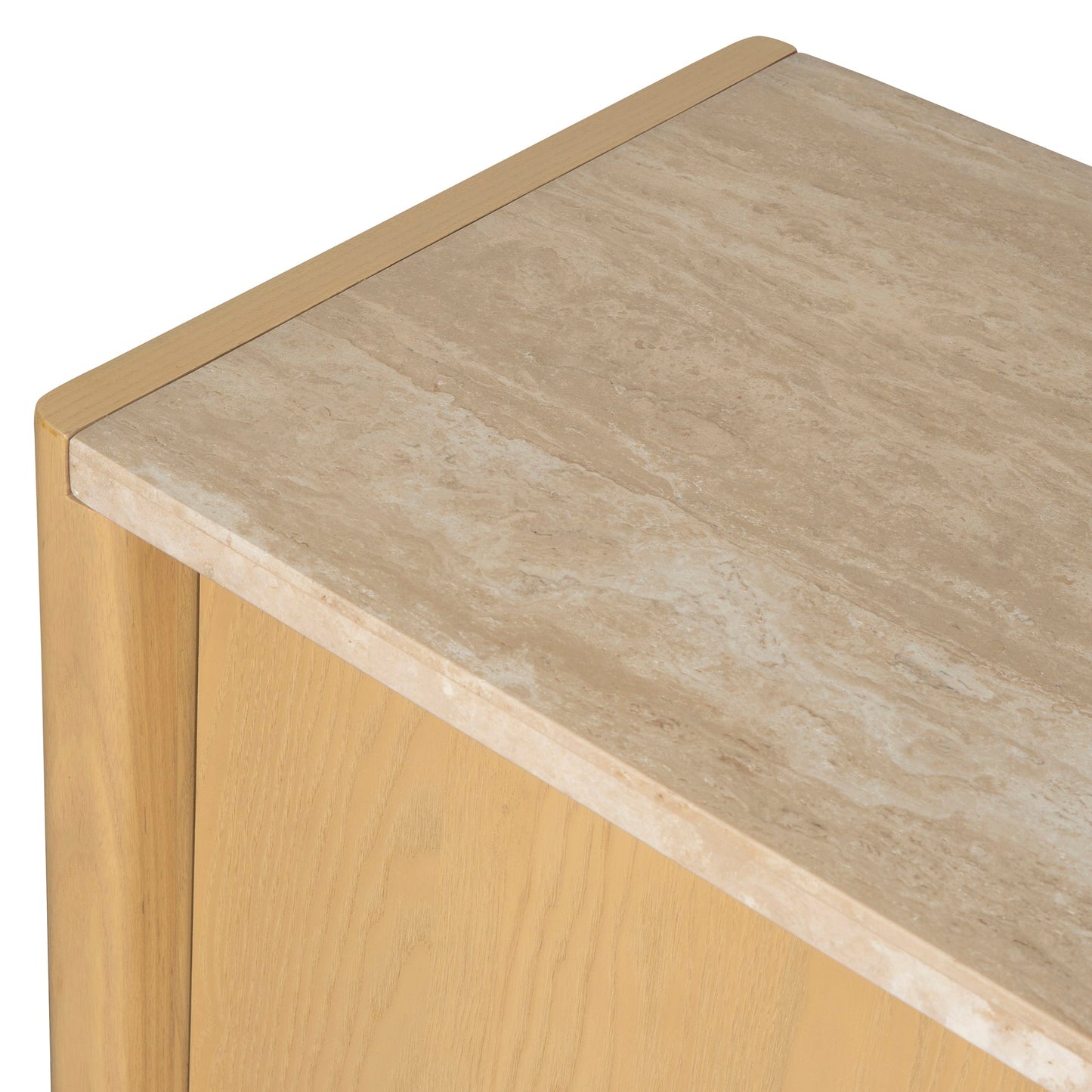 Linden 2.1m Travertine Top Sideboard Unit - Creme Ash