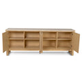 Linden 2.1m Travertine Top Sideboard Unit - Creme Ash