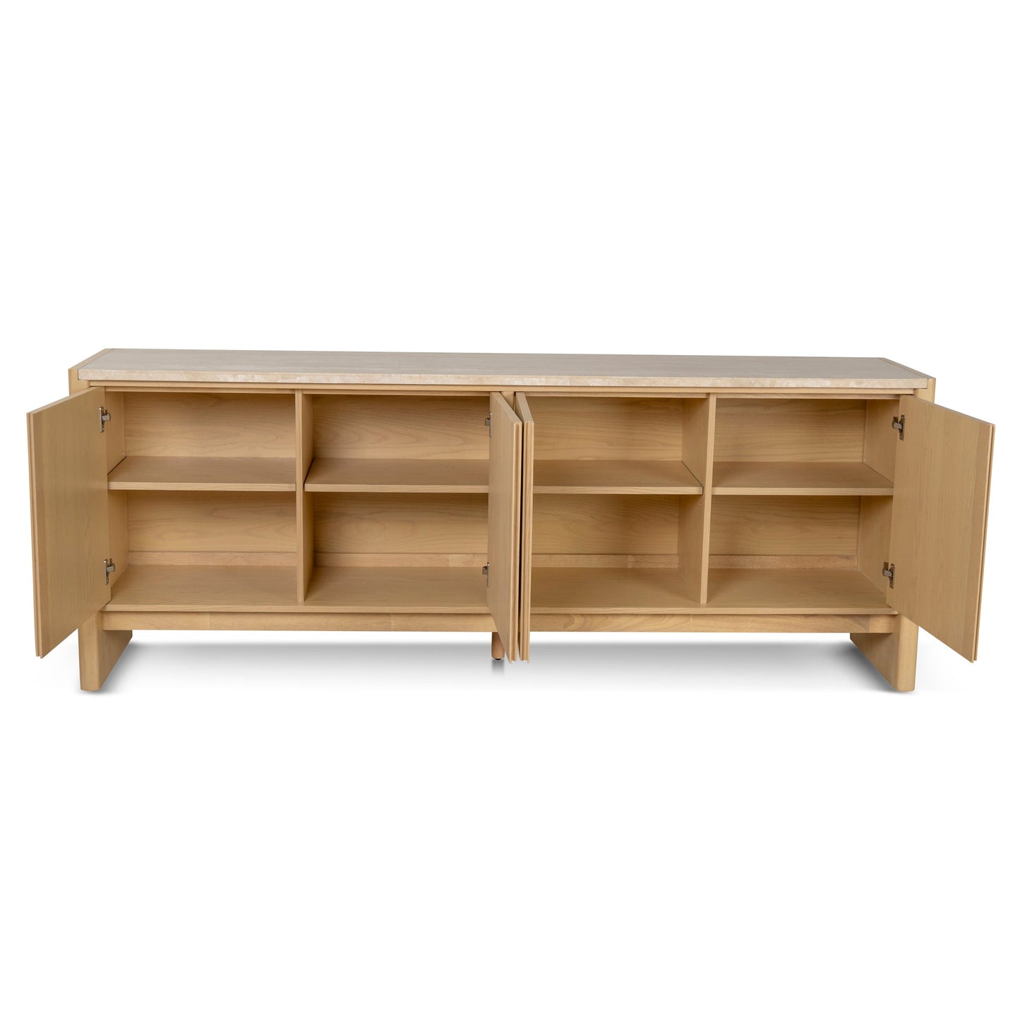Linden 2.1m Travertine Top Sideboard Unit - Creme Ash