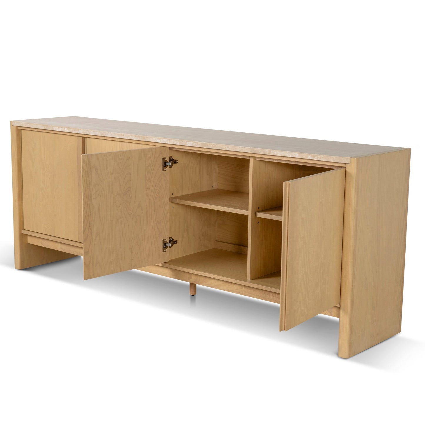 Linden 2.1m Travertine Top Sideboard Unit - Creme Ash