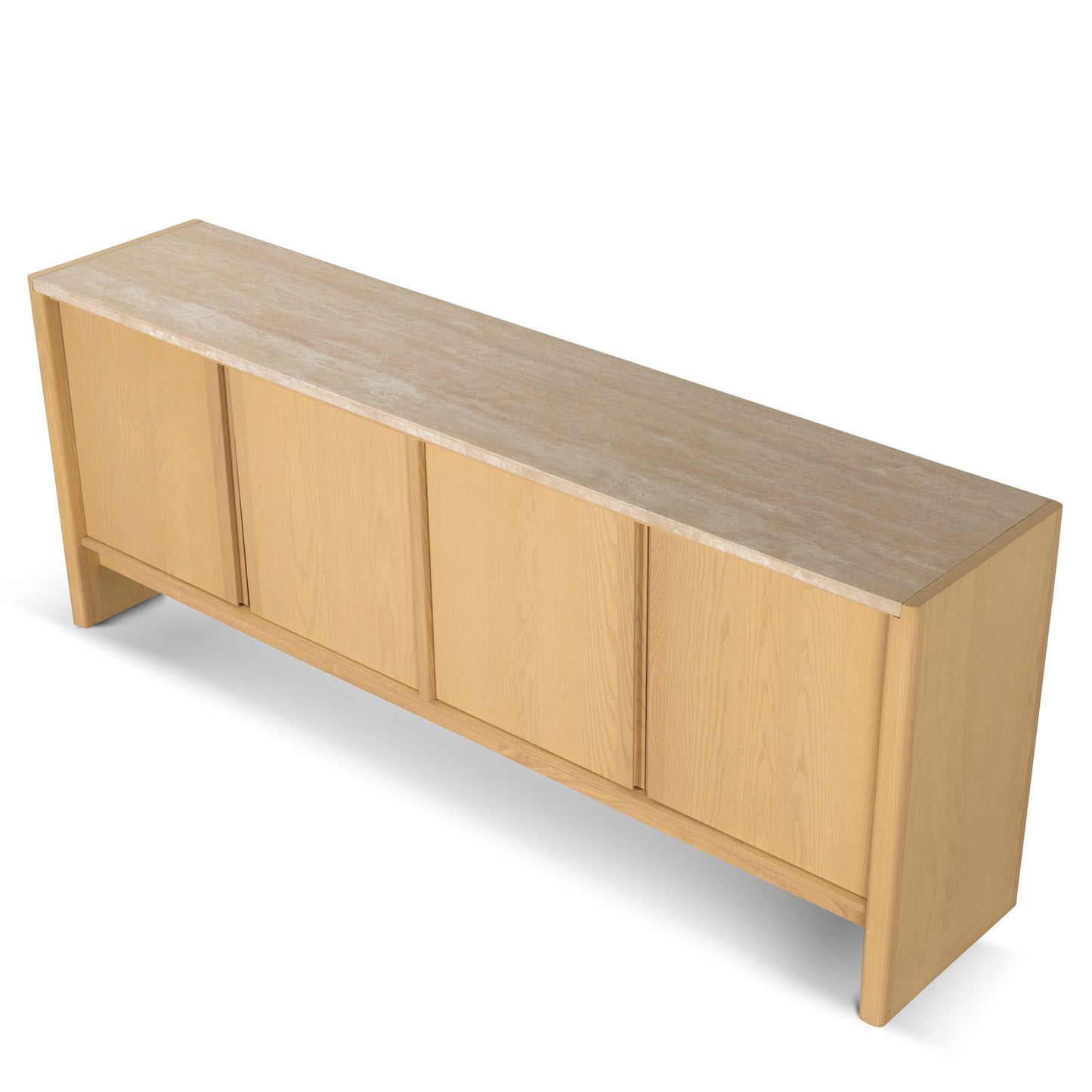 Linden 2.1m Travertine Top Sideboard Unit - Creme Ash