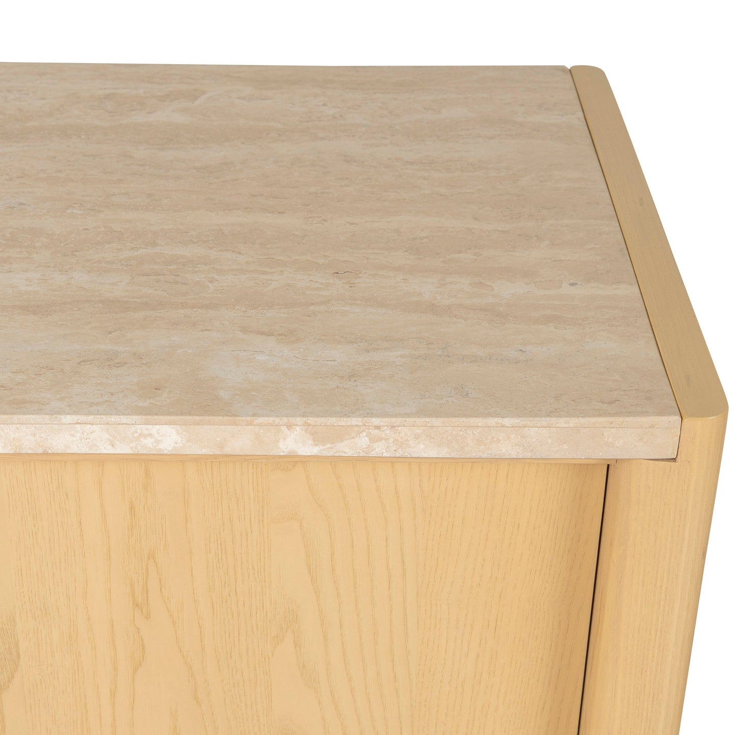 Linden 2.1m Travertine Top Sideboard Unit - Creme Ash